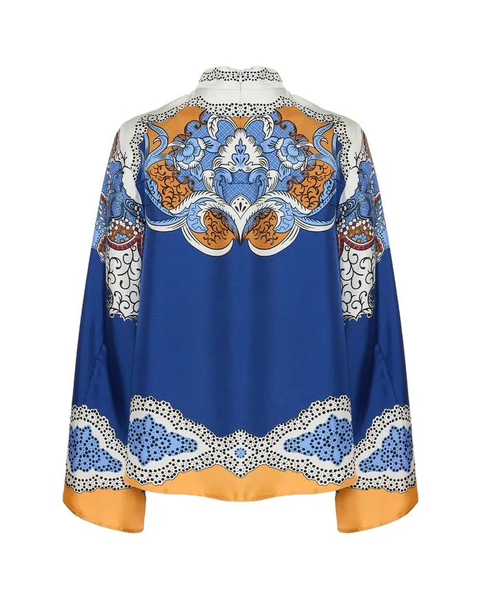 La Doublej Make An Exit Top Portal Place Light Blue In Silk Twill Women Shirts and Tops