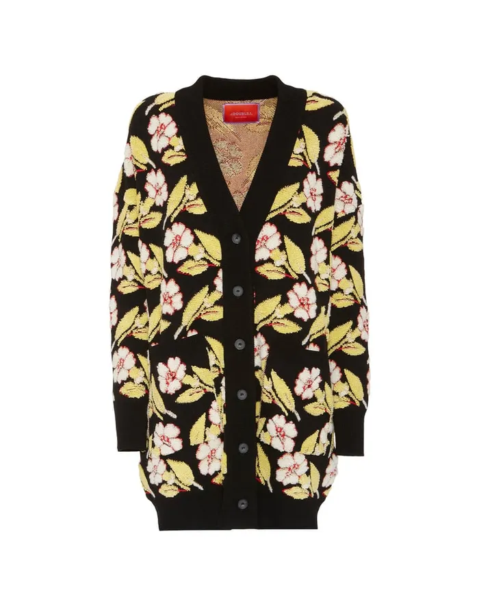 La Doublej Mayfair Cardigan Mayfair Black In Jacquard Women Knitwear