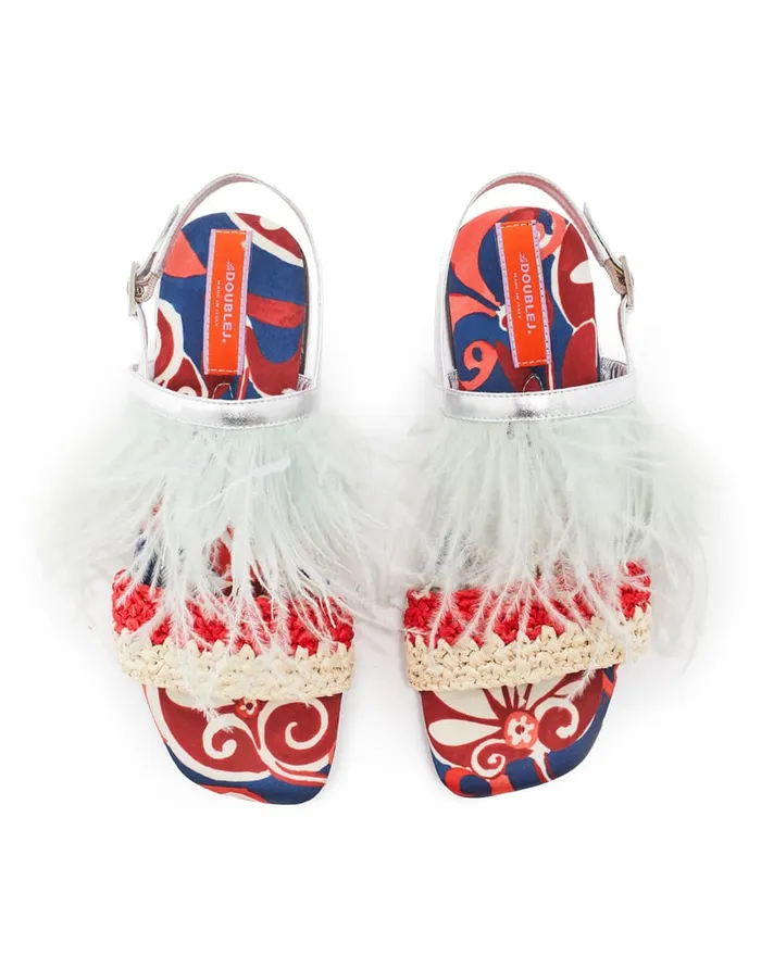 La Doublej Medal Sandal Moonflower Navy In Twill Women Shoes