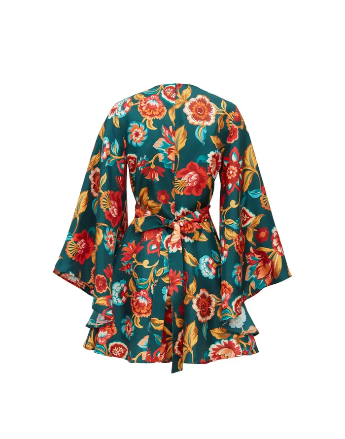 La Doublej Mini Magnifico Dress Hottie Emerald In Silk Twill Women Party Dressing