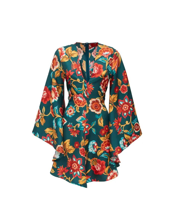 La Doublej Mini Magnifico Dress Hottie Emerald In Silk Twill Women Party Dressing