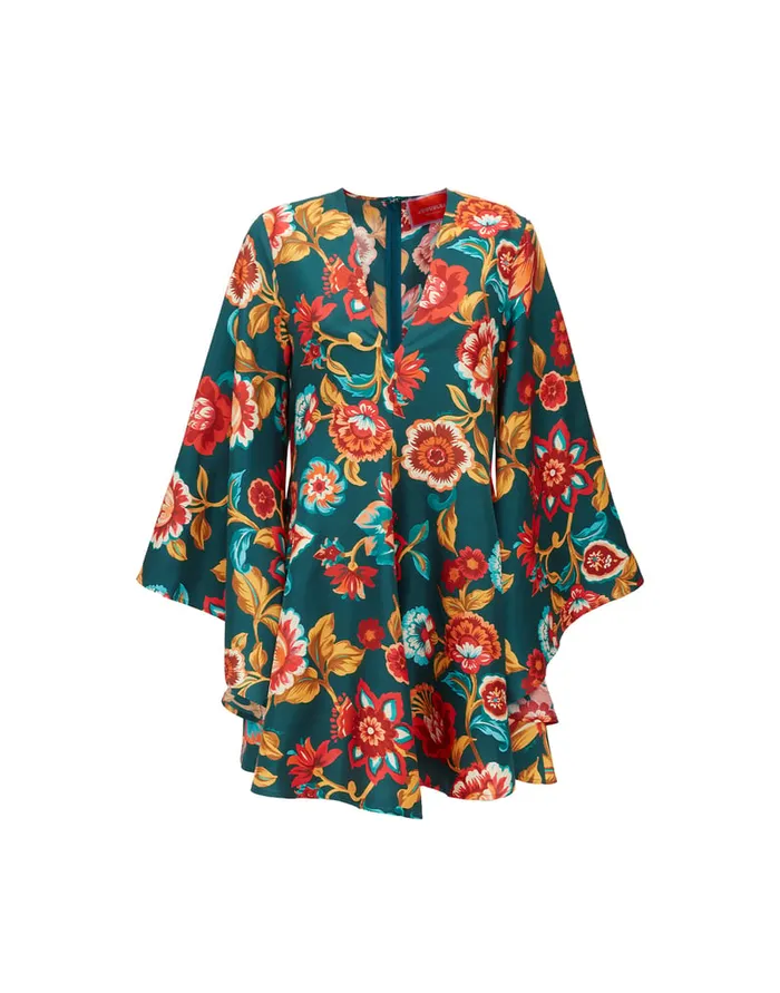 La Doublej Mini Magnifico Dress Hottie Emerald In Silk Twill Women Party Dressing