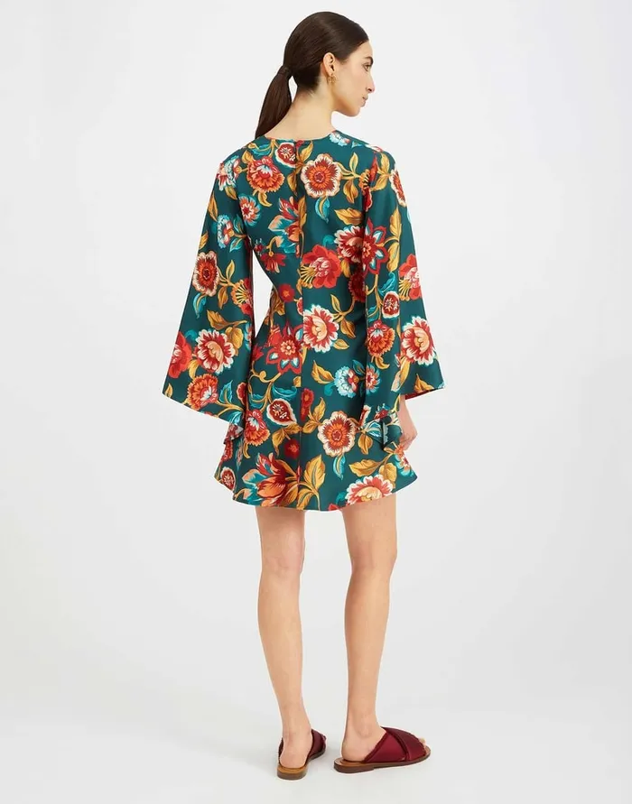 La Doublej Mini Magnifico Dress Hottie Emerald In Silk Twill Women Party Dressing