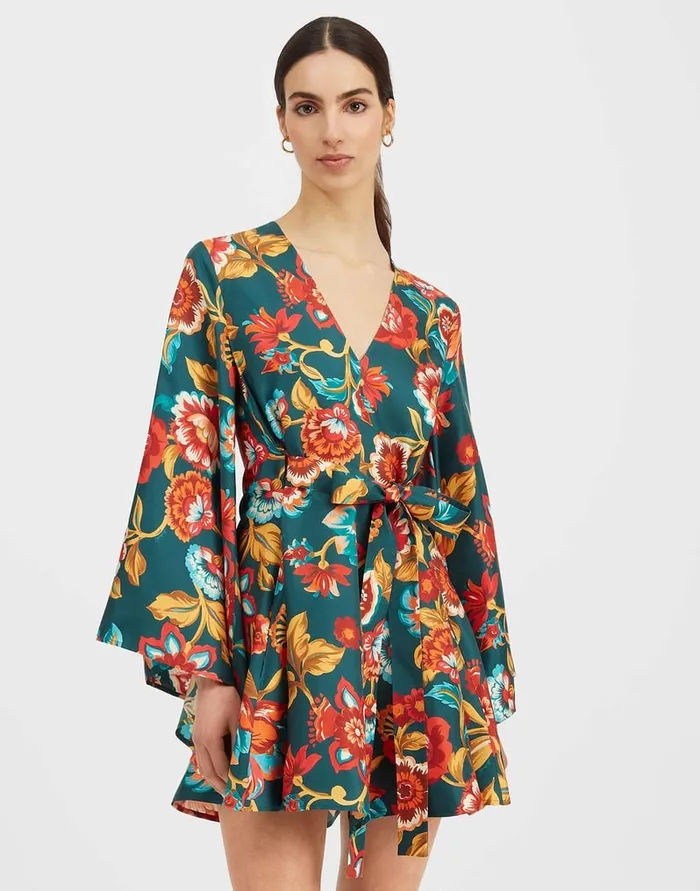 La Doublej Mini Magnifico Dress Hottie Emerald In Silk Twill Women Party Dressing