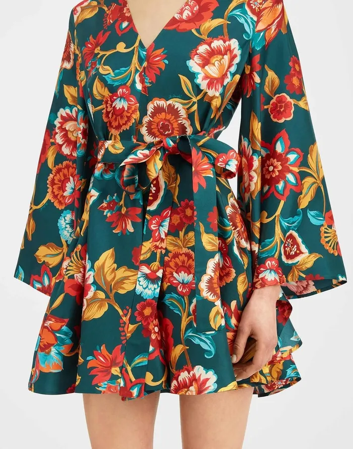 La Doublej Mini Magnifico Dress Hottie Emerald In Silk Twill Women Party Dressing