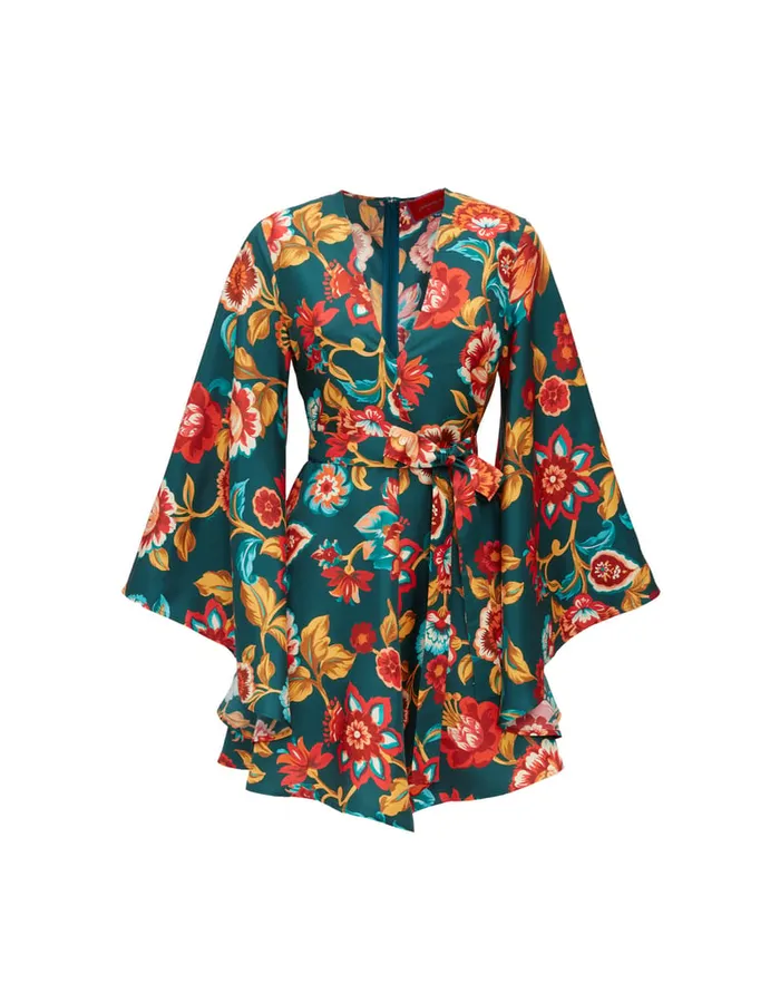 La Doublej Mini Magnifico Dress Hottie Emerald In Silk Twill Women Party Dressing