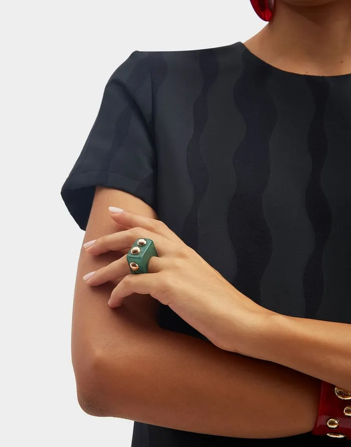 La Doublej Nefertiti Ring Green In Acrylic Resin Women Jewelry