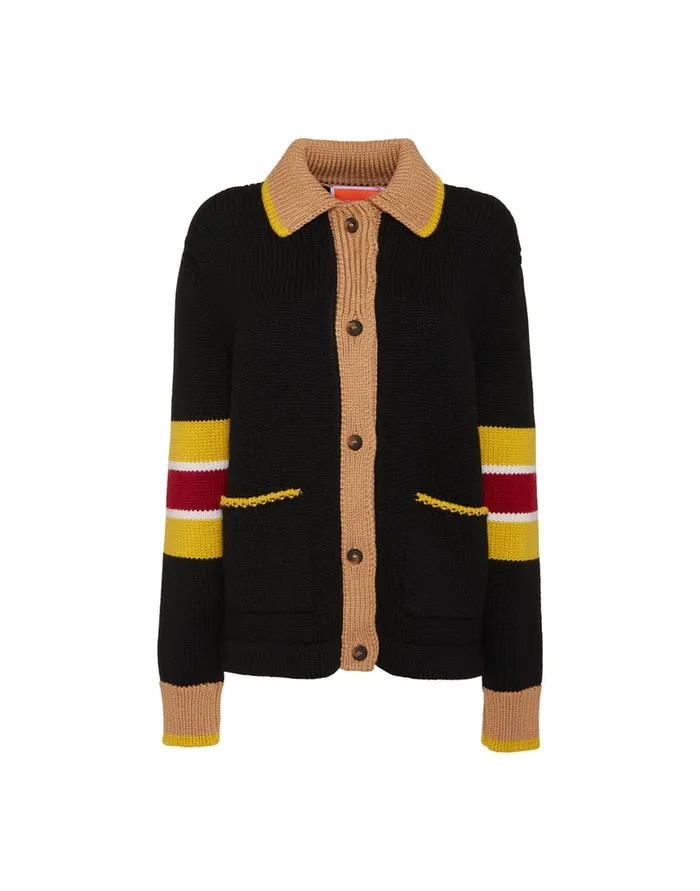 La Doublej No Fuss Cardigan Solid Black In Wool Women Knitwear