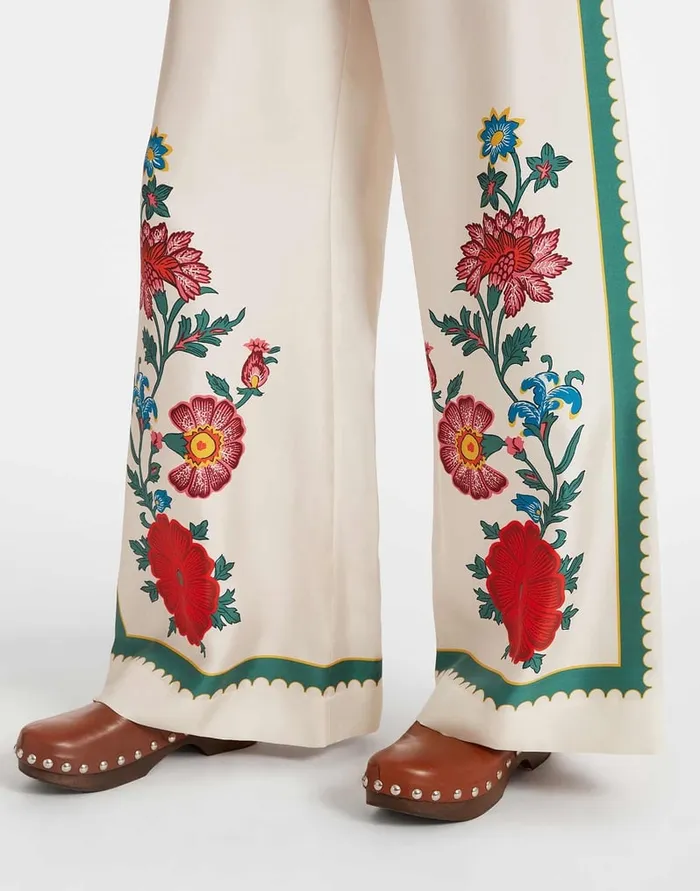 La Doublej Palazzo Pants Dragonflower Place Multicolor In Silk Twill Women Shorts and Pants