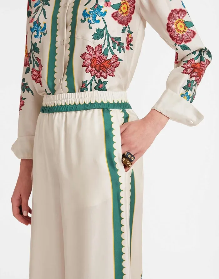 La Doublej Palazzo Pants Dragonflower Place Multicolor In Silk Twill Women Shorts and Pants