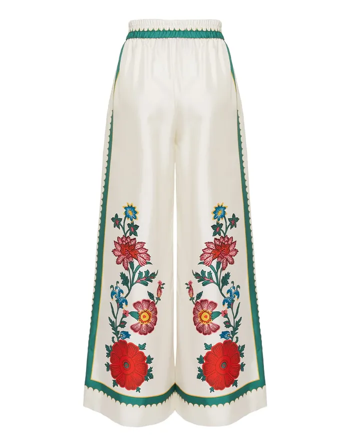 La Doublej Palazzo Pants Dragonflower Place Multicolor In Silk Twill Women Shorts and Pants