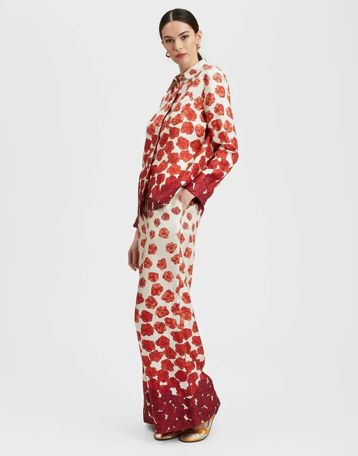 La Doublej Palazzo Pants Haze Place Red In Silk Twill Women Shorts and Pants
