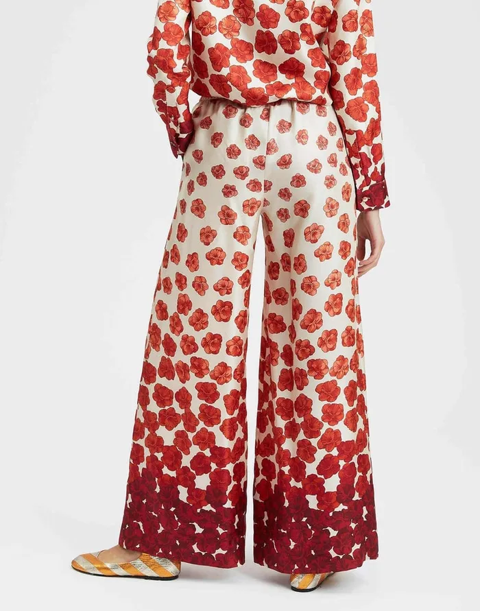 La Doublej Palazzo Pants Haze Place Red In Silk Twill Women Shorts and Pants