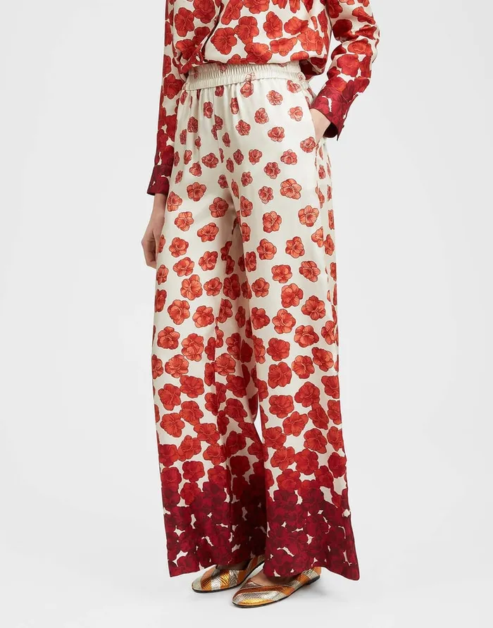 La Doublej Palazzo Pants Haze Place Red In Silk Twill Women Shorts and Pants