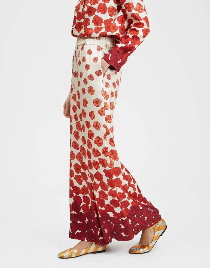 La Doublej Palazzo Pants Haze Place Red In Silk Twill Women Shorts and Pants