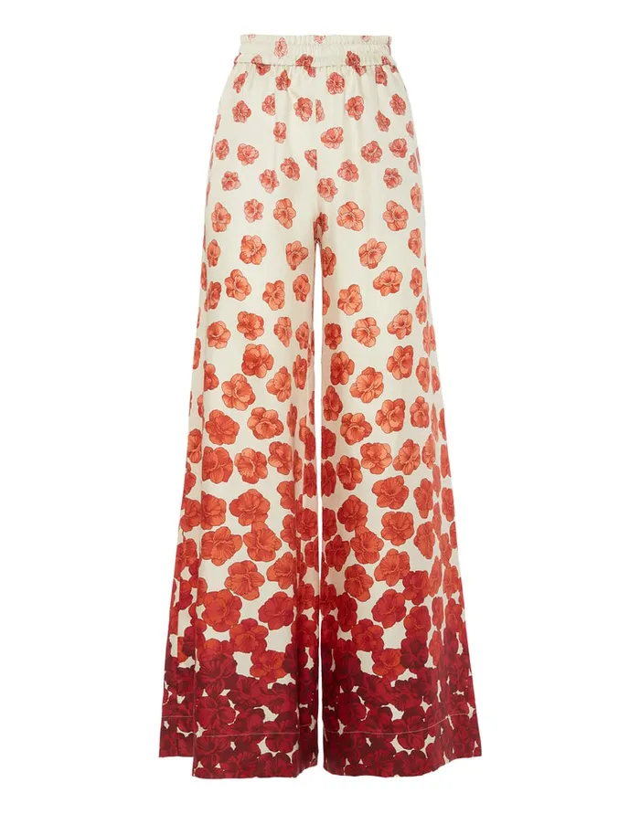 La Doublej Palazzo Pants Haze Place Red In Silk Twill Women Shorts and Pants