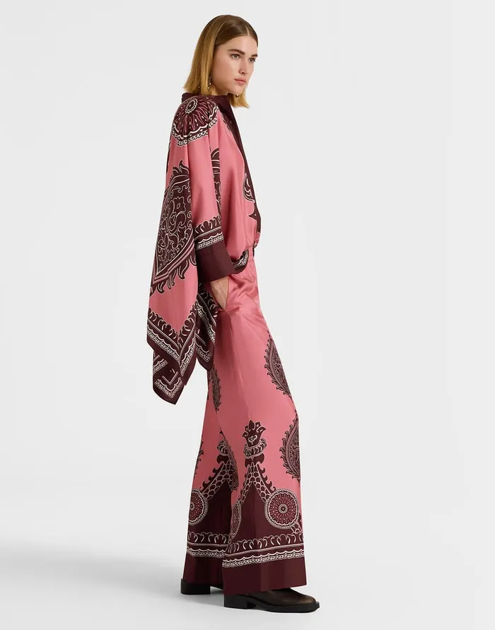 La Doublej Palazzo Pants Oltrarno Place Pink In Silk Twill Women Party Dressing