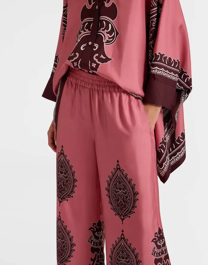 La Doublej Palazzo Pants Oltrarno Place Pink In Silk Twill Women Party Dressing