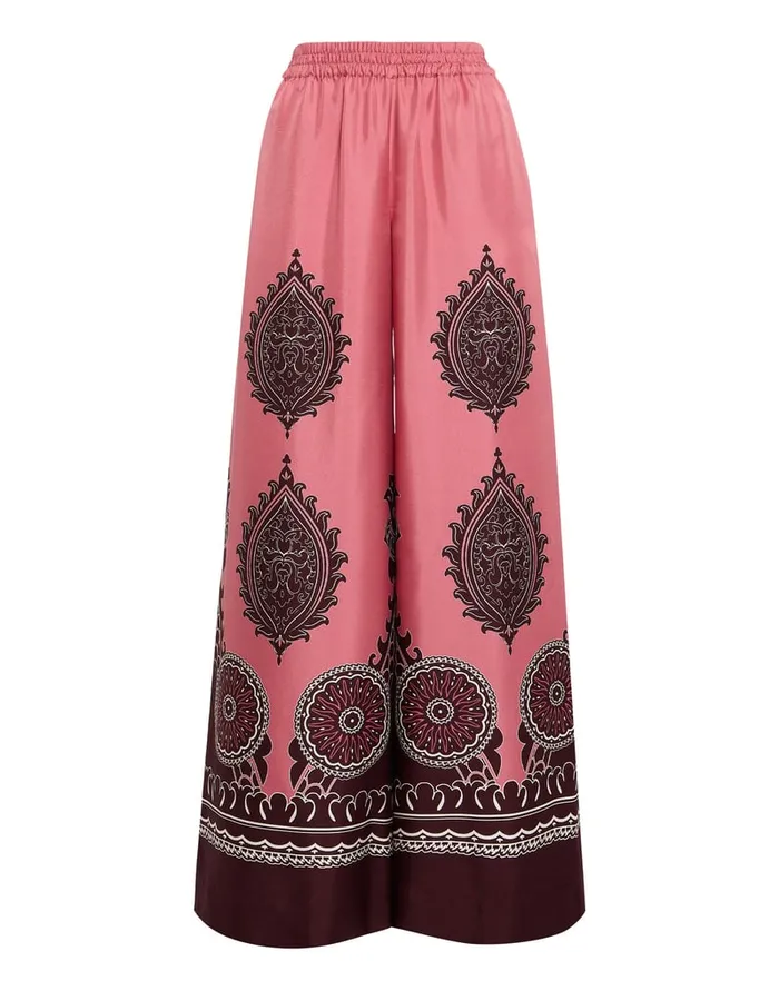 La Doublej Palazzo Pants Oltrarno Place Pink In Silk Twill Women Party Dressing