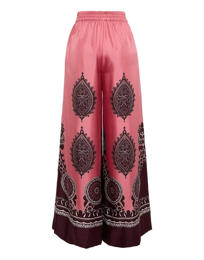 La Doublej Palazzo Pants Oltrarno Place Pink In Silk Twill Women Party Dressing