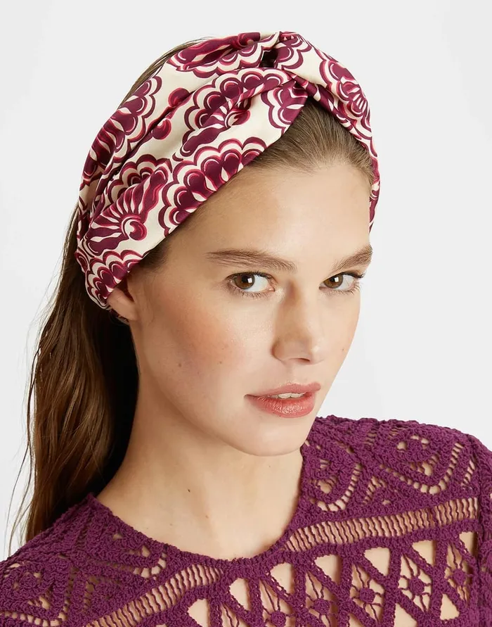 La Doublej Pinup Headband Fans Purple In Twill Women Hair Accessories