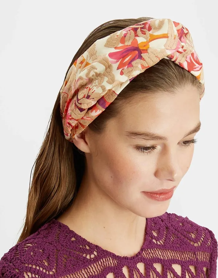 La Doublej Pinup Headband Hottie Cream In Embroidered Organza Women Hair Accessories