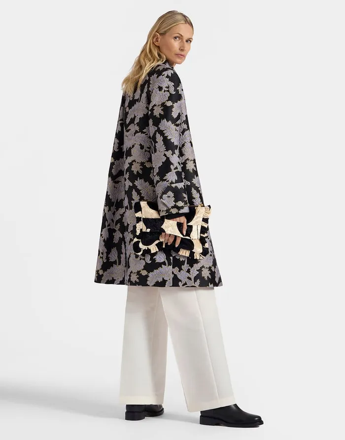 La Doublej Precious Coat Lark Black In Jacquard Women Outerwear