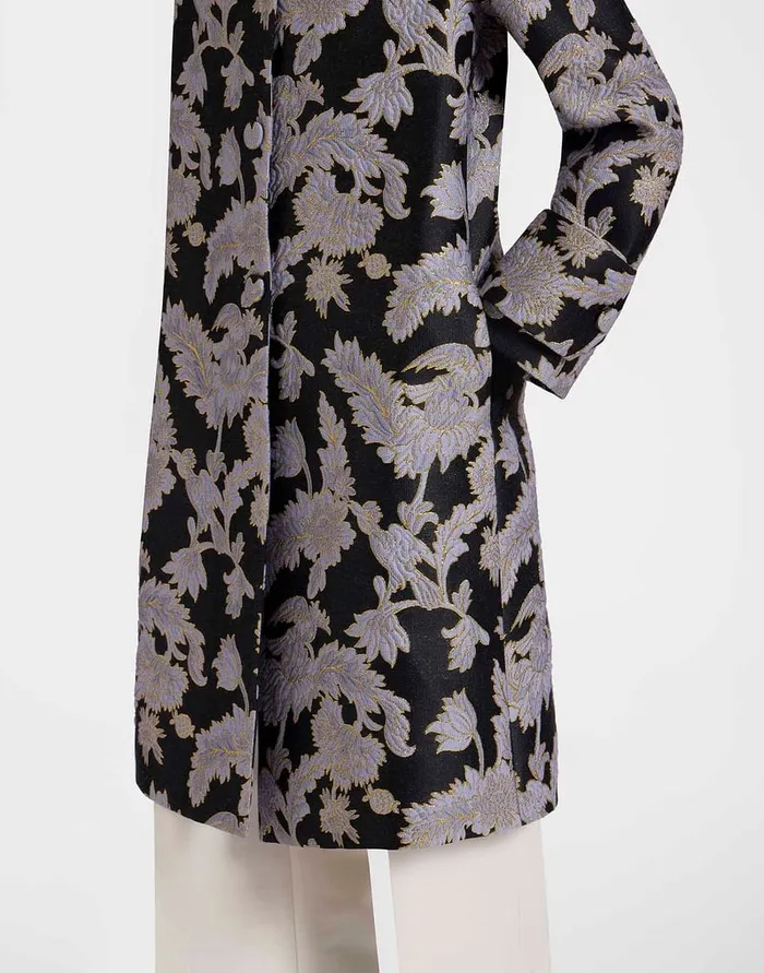 La Doublej Precious Coat Lark Black In Jacquard Women Outerwear