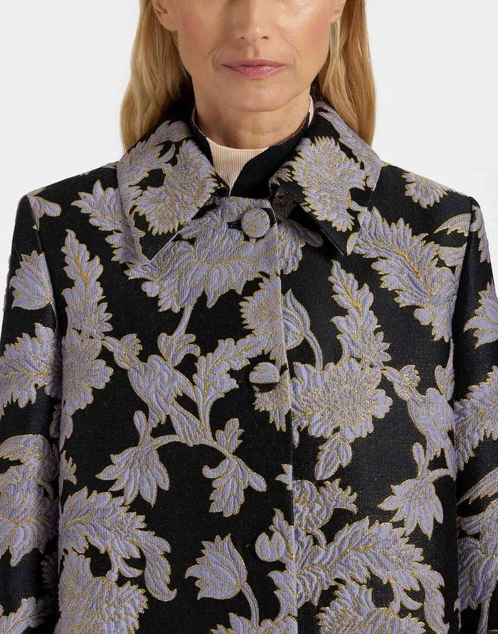 La Doublej Precious Coat Lark Black In Jacquard Women Outerwear