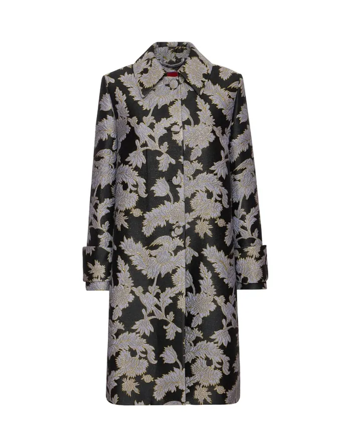 La Doublej Precious Coat Lark Black In Jacquard Women Outerwear