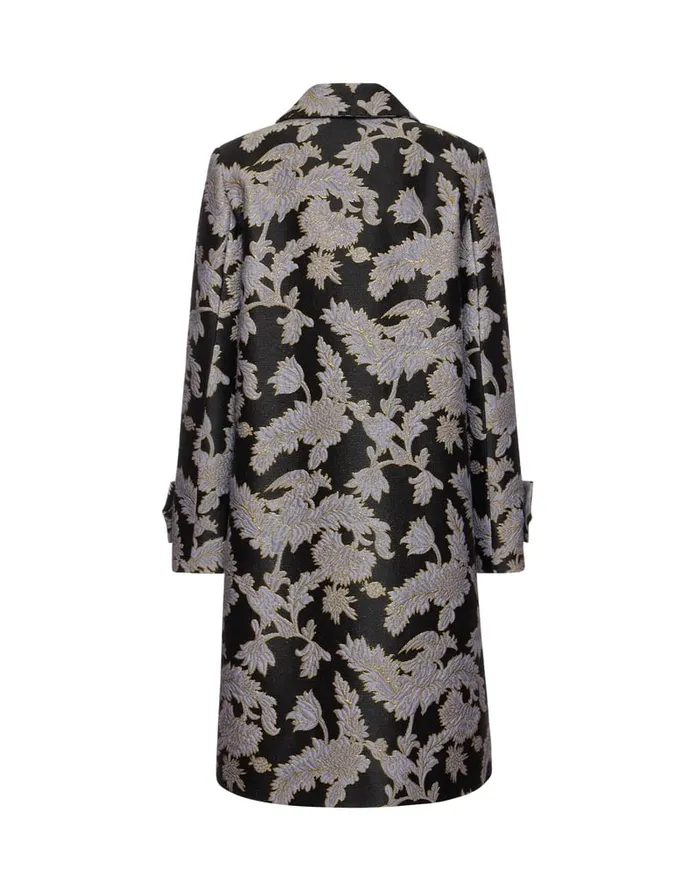 La Doublej Precious Coat Lark Black In Jacquard Women Outerwear