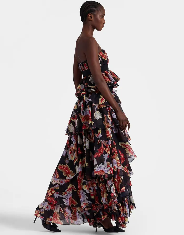 La Doublej Red Carpet Dress Lark Black In Techno Chiffon Women Dresses