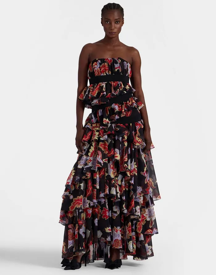 La Doublej Red Carpet Dress Lark Black In Techno Chiffon Women Dresses