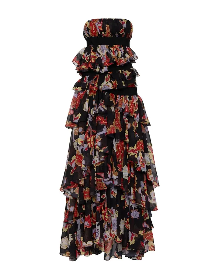 La Doublej Red Carpet Dress Lark Black In Techno Chiffon Women Dresses