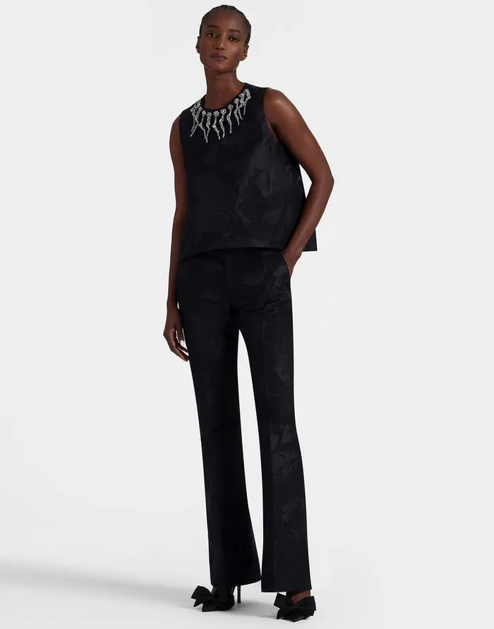 La Doublej Saturday Night Pants Sylph Black In Jacquard Women Shorts and Pants