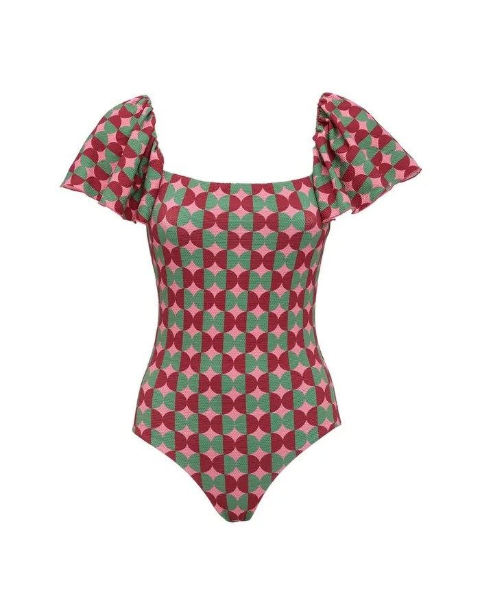 La Doublej Scarlett Swimsuit Mezzaluna Pink In Lycra Women Swimwear