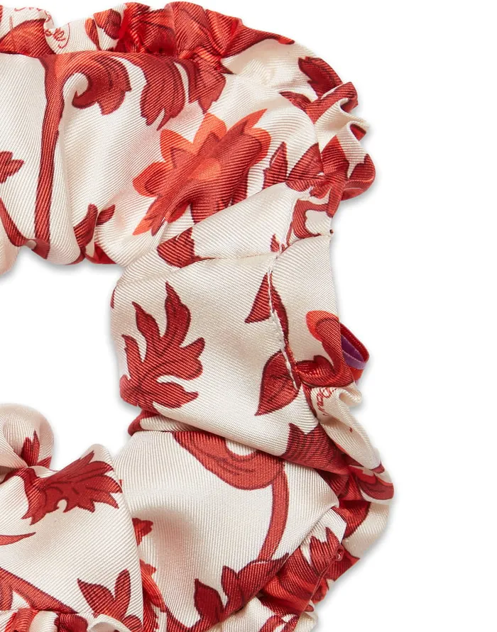 La Doublej Scrunchie Dragonflower Mini Red In Silk Twill Women Hair Accessories