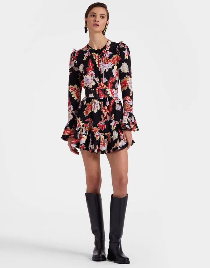 La Doublej Short Visconti Dress Lark Black In Crepe De Chine Silk Women Dresses