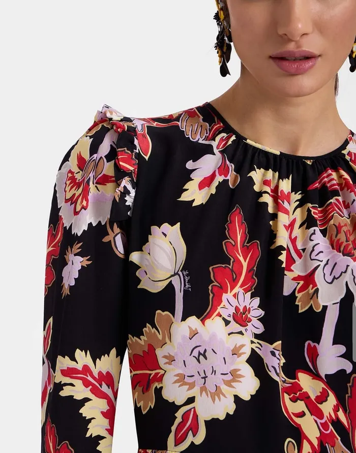 La Doublej Short Visconti Dress Lark Black In Crepe De Chine Silk Women Dresses
