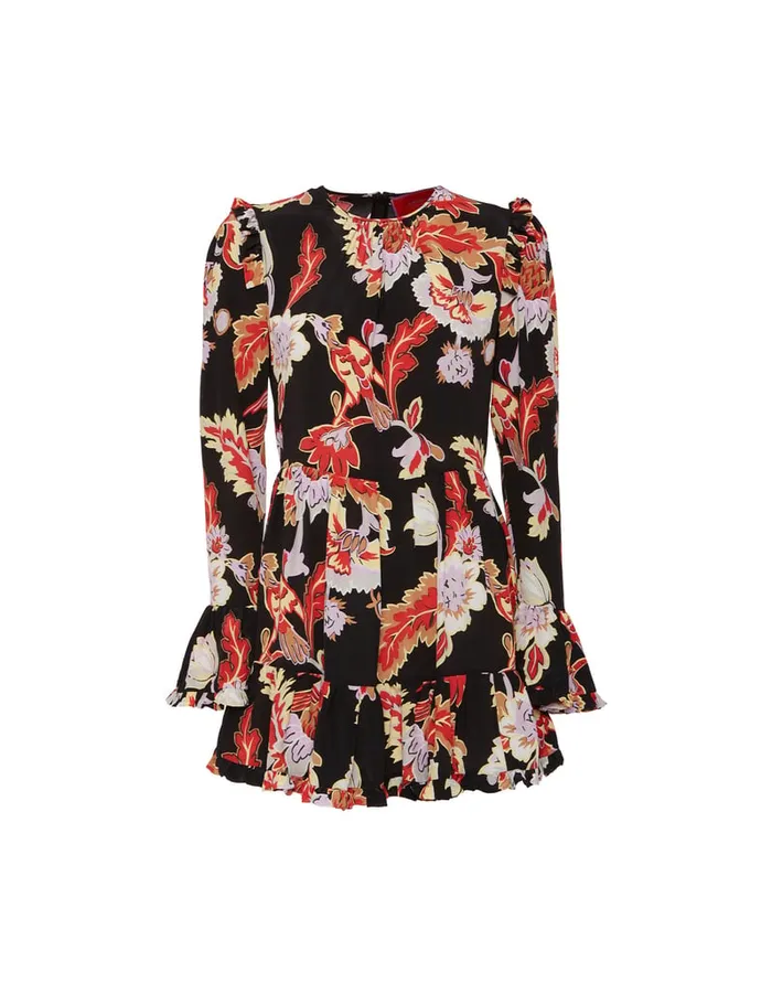 La Doublej Short Visconti Dress Lark Black In Crepe De Chine Silk Women Dresses
