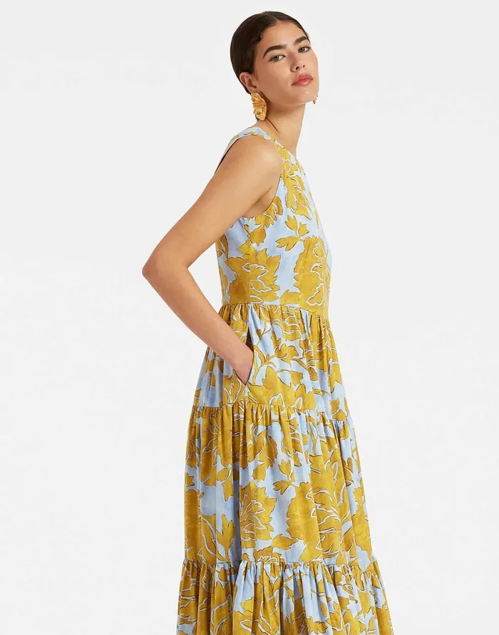 La Doublej Sleeveless Big Dress Tangle Light Blue In Summer Poplin Women Dresses