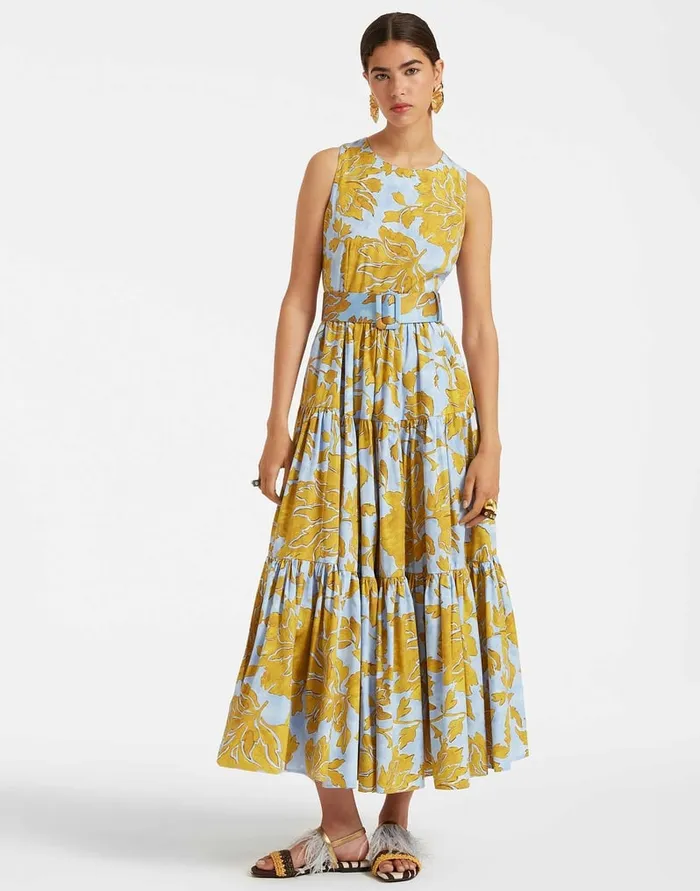 La Doublej Sleeveless Big Dress Tangle Light Blue In Summer Poplin Women Dresses