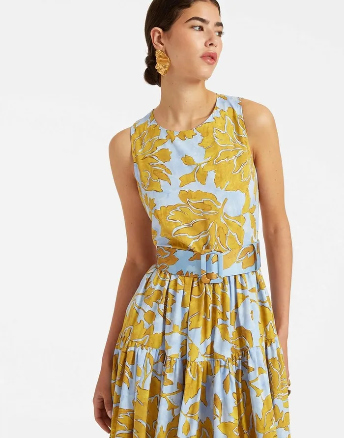 La Doublej Sleeveless Big Dress Tangle Light Blue In Summer Poplin Women Dresses