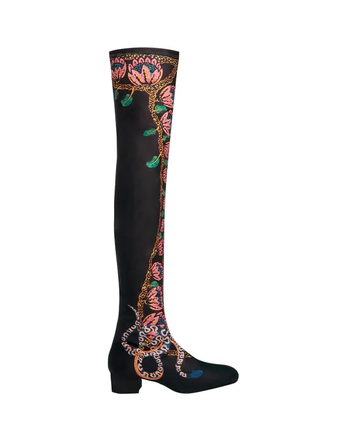 La Doublej Stretch Boots Eve Black In Elastic Lycra Women Shoes