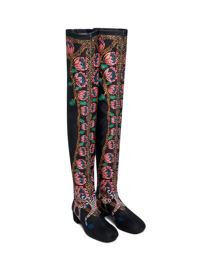 La Doublej Stretch Boots Eve Black In Elastic Lycra Women Shoes
