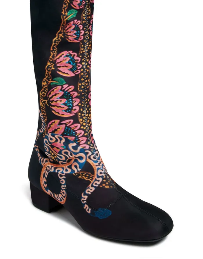 La Doublej Stretch Boots Eve Black In Elastic Lycra Women Shoes