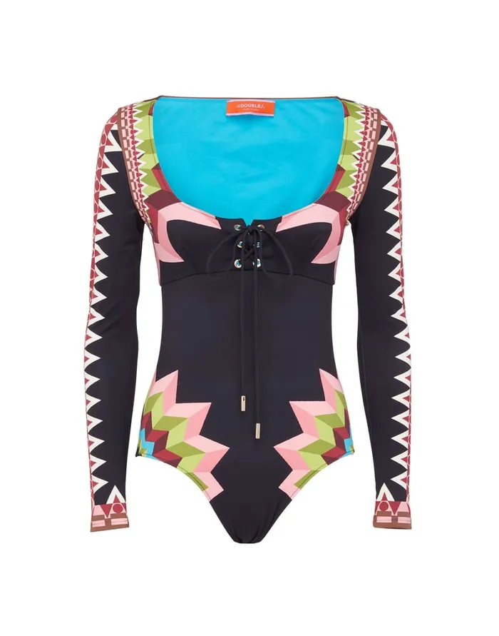 La Doublej Sunset Suit Sunset Navy Place In Lycra Women Swimwear