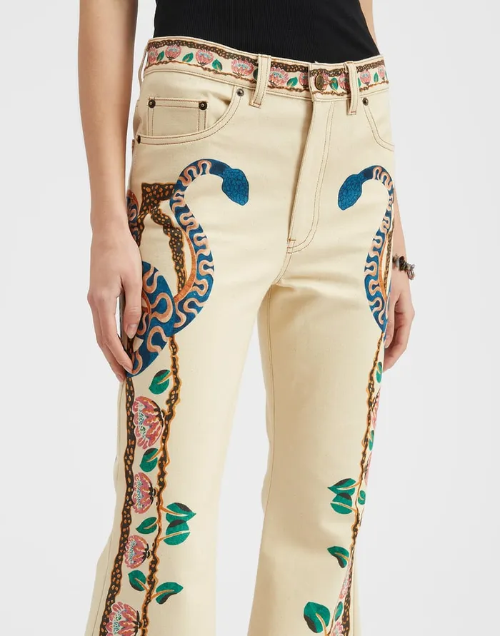 La Doublej Superflare Jeans Eve Ecru In Denim Women Denim