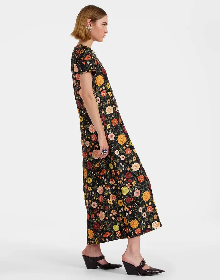 La Doublej Swing Dress Botticelli Black In Silk Twill Women Dresses