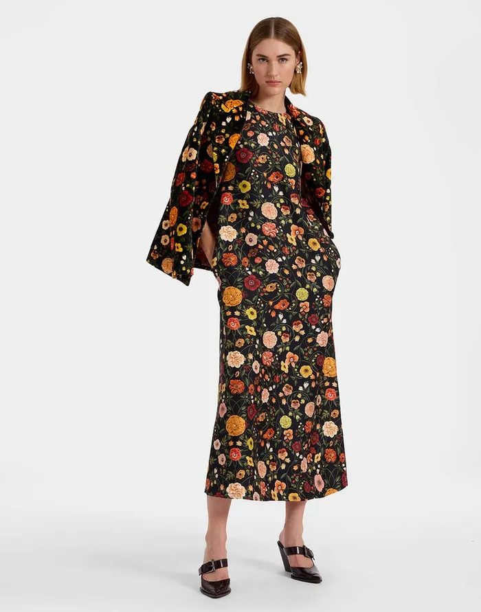La Doublej Swing Dress Botticelli Black In Silk Twill Women Dresses